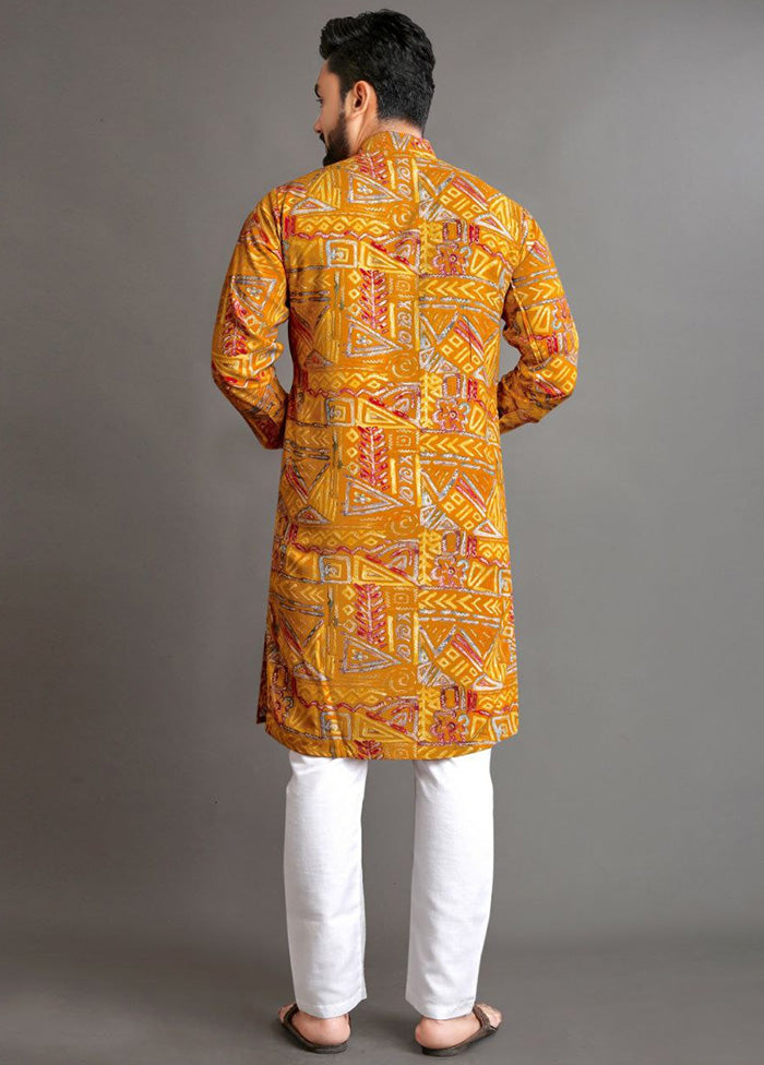 Yellow Cotton Kurta And Pajama Set Browse Cheap Online