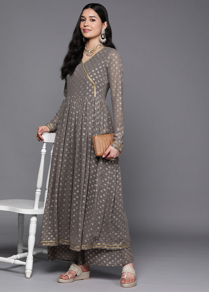 2 Pc Grey Readymade Georgette Kurti Set Buy Cheap Newest