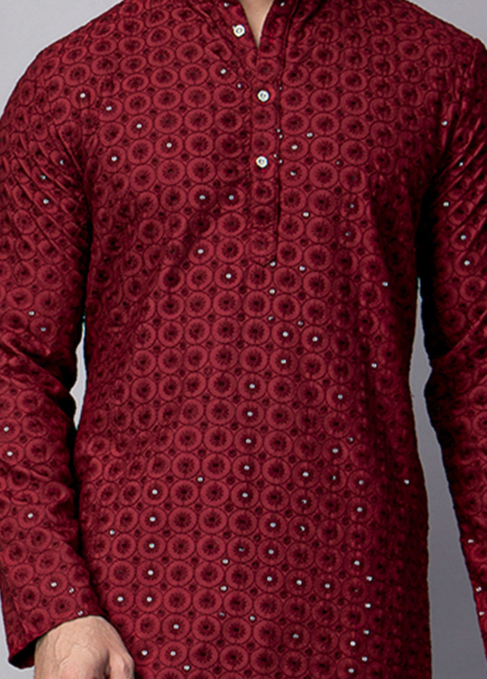 2 Pc Maroon Viscose Kurta Pajama Set Buy Cheap For Nice