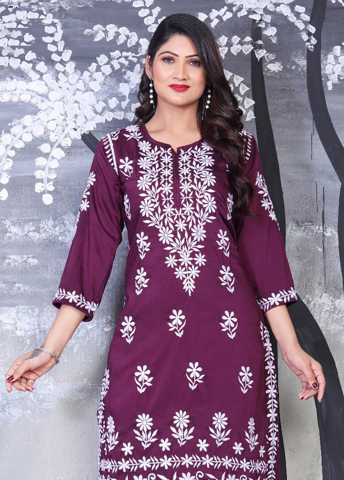 Purple Readymade Viscose Kurti Free Shipping The Cheapest