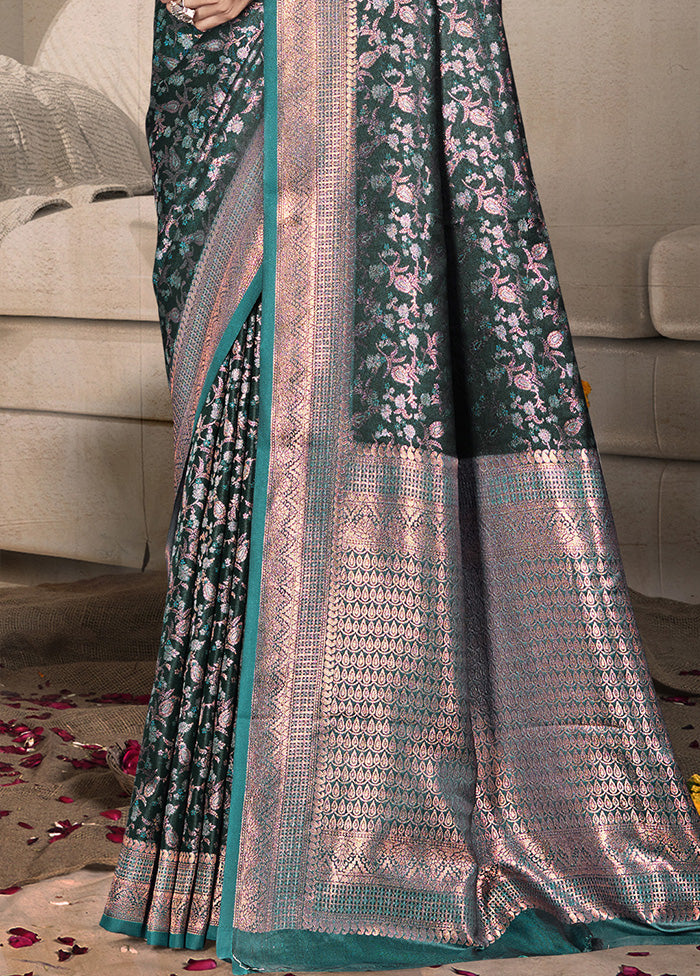 Sea Green Spun Silk Saree With Blouse Piece Cheap Wiki