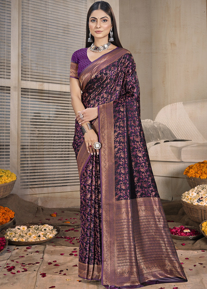 Purple Spun Silk Saree With Blouse Piece Outlet Purchase