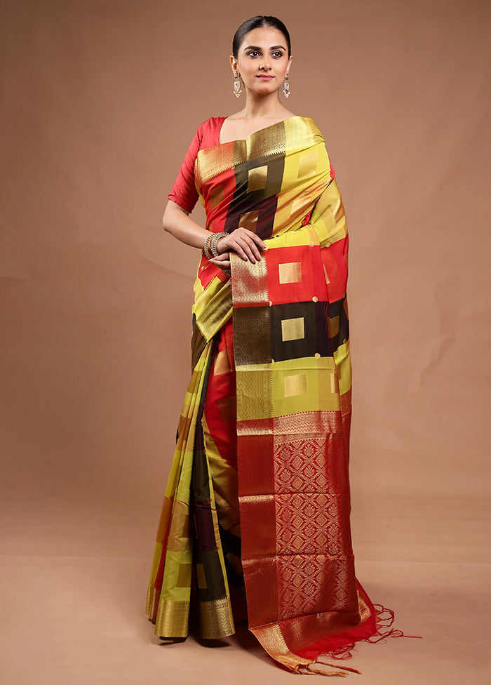 Yellow Kanjivaram Silk Saree With Blouse Piece Free Shipping Browse