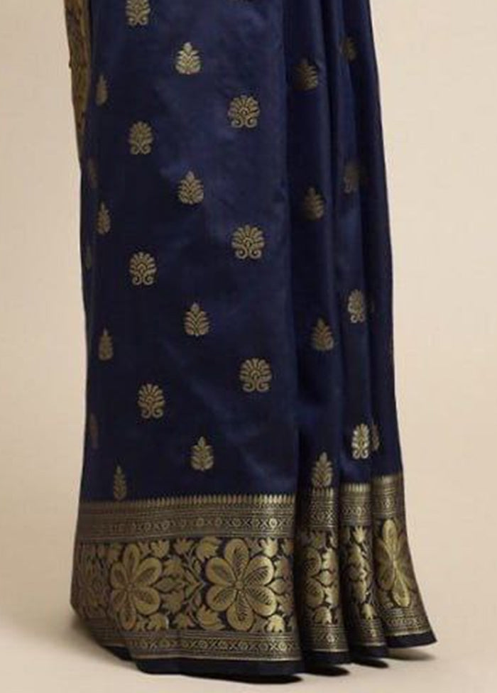 Navy Blue Banarasi Silk Saree With Blouse Piece In China Cheap Pice