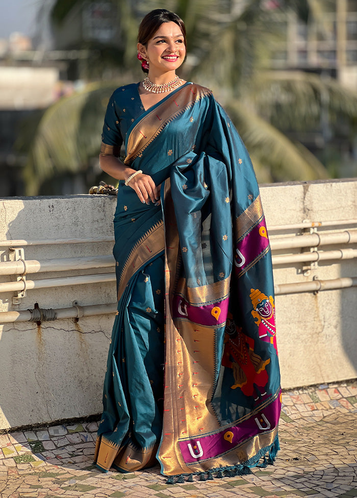 Navy Blue Spun Silk Saree With Blouse Piece Buy Cheap Newest