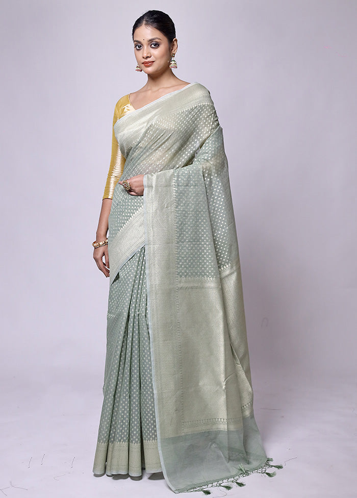 Green Kora Silk Saree With Blouse Piece Where To Buy Low Pice