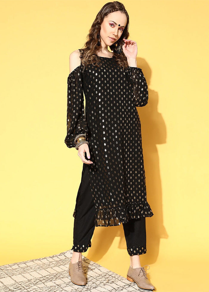 Black Pure Readymade Georgette Kurti Discount Largest Supplier