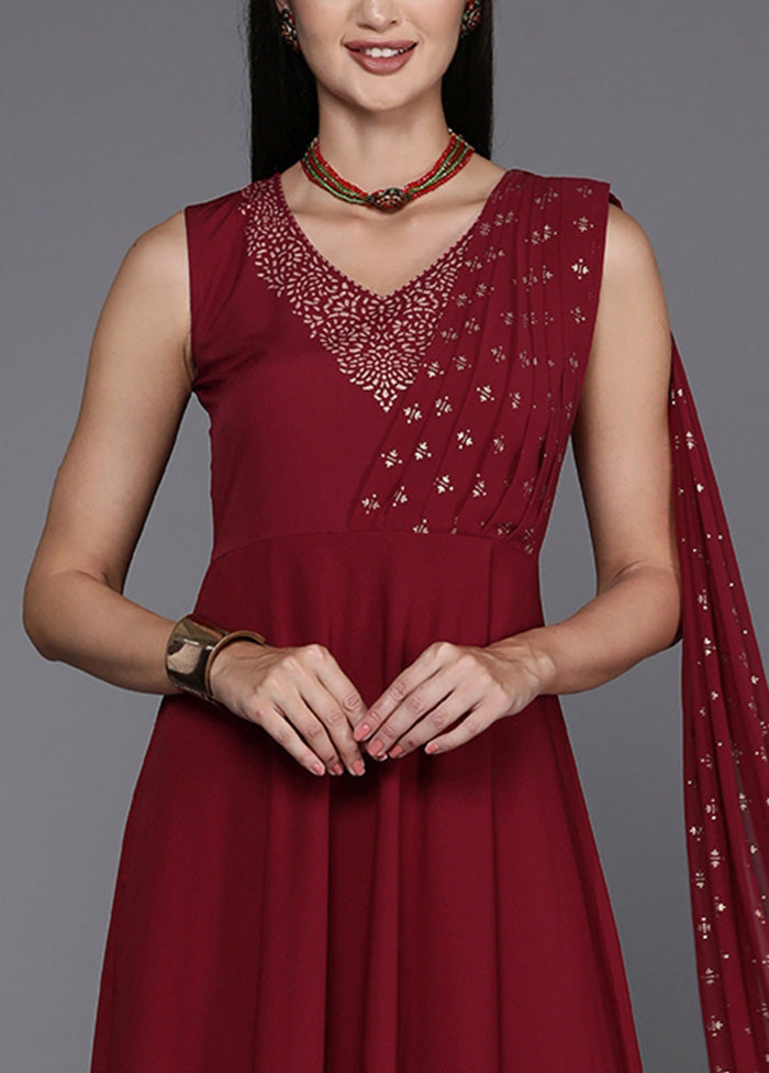 Maroon Readymade Silk Indian Dress Sale Clearance