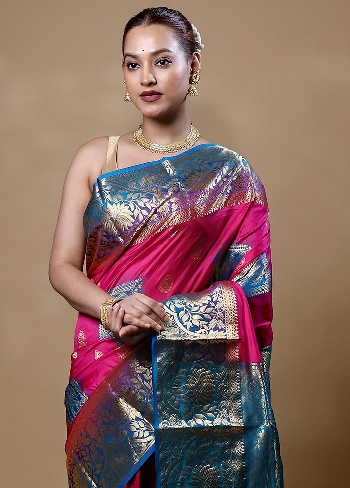 Pink Handloom Kanchipuram Pure Silk Saree With Blouse Piece Free Shipping Marketable