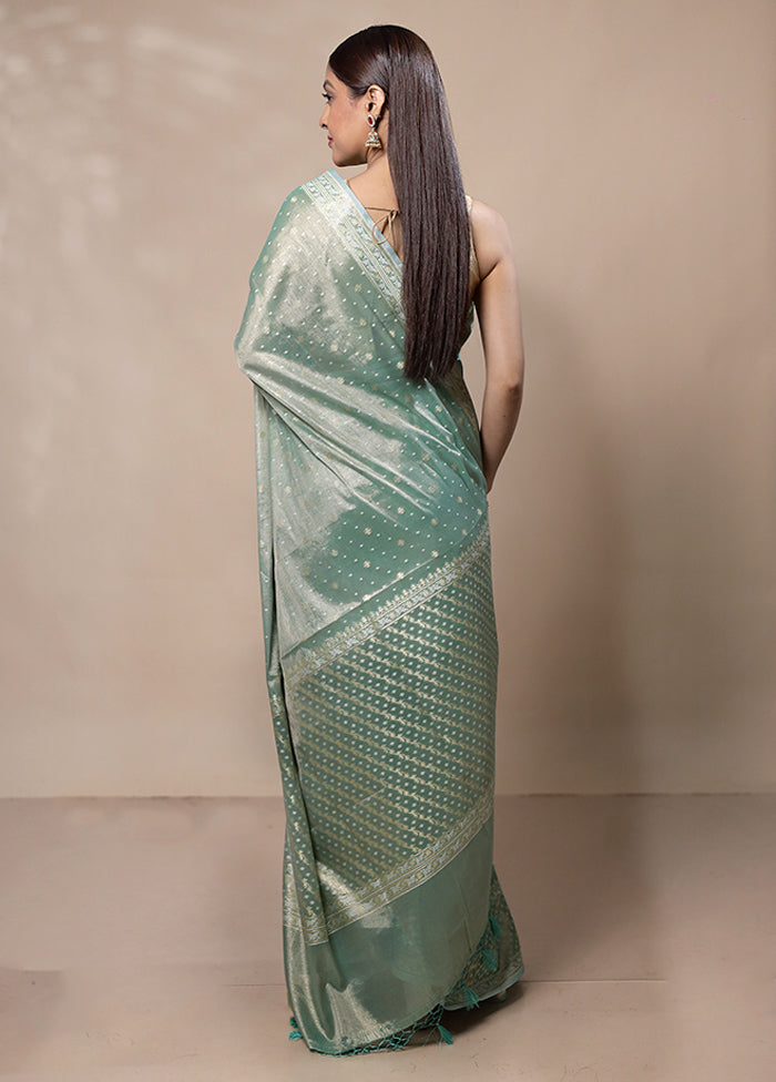 Green Tissue Silk Saree With Blouse Piece Free Shipping Best Pices