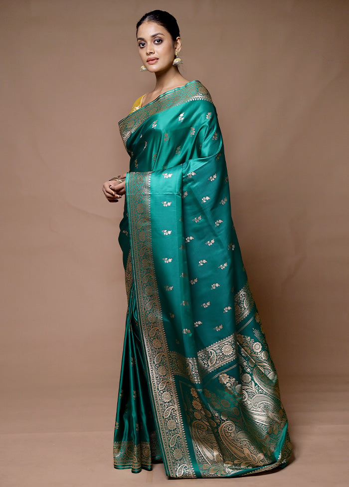 Green Banarasi Silk Saree With Blouse Piece Free Shipping Get To Buy