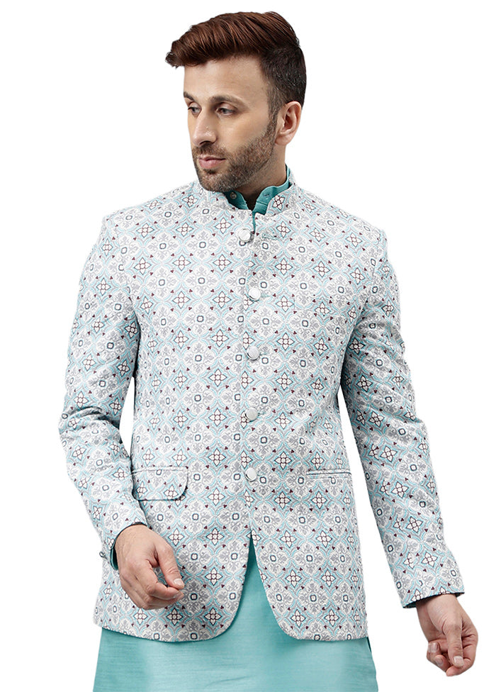 Turquoise Viscose Jacquard Blazer Buy Cheap Tumblr