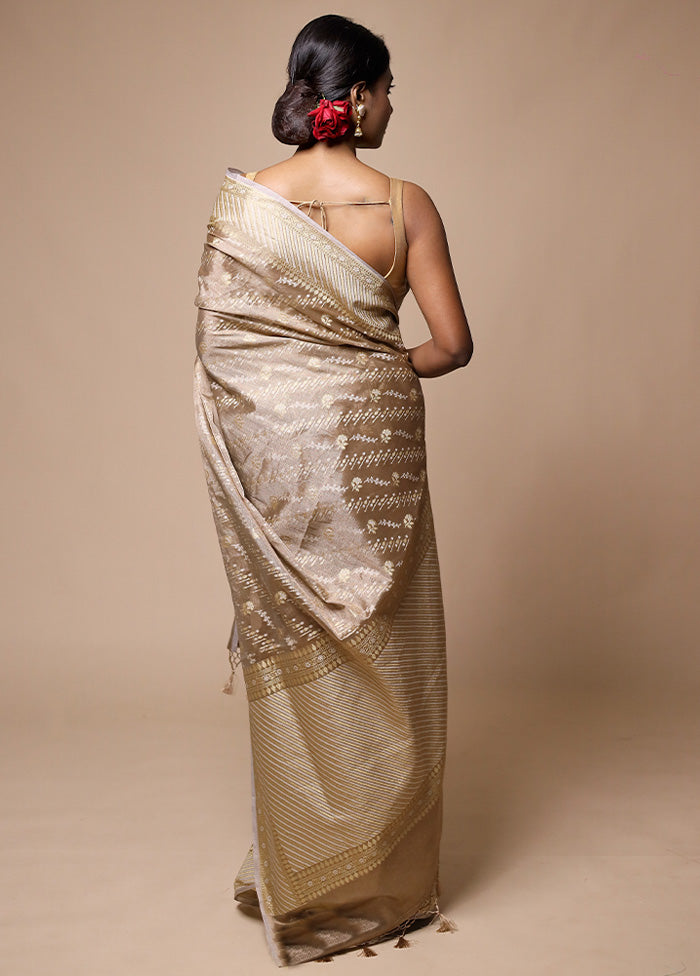 Cream Tissue Silk Saree With Blouse Piece Outlet Cheap Quality