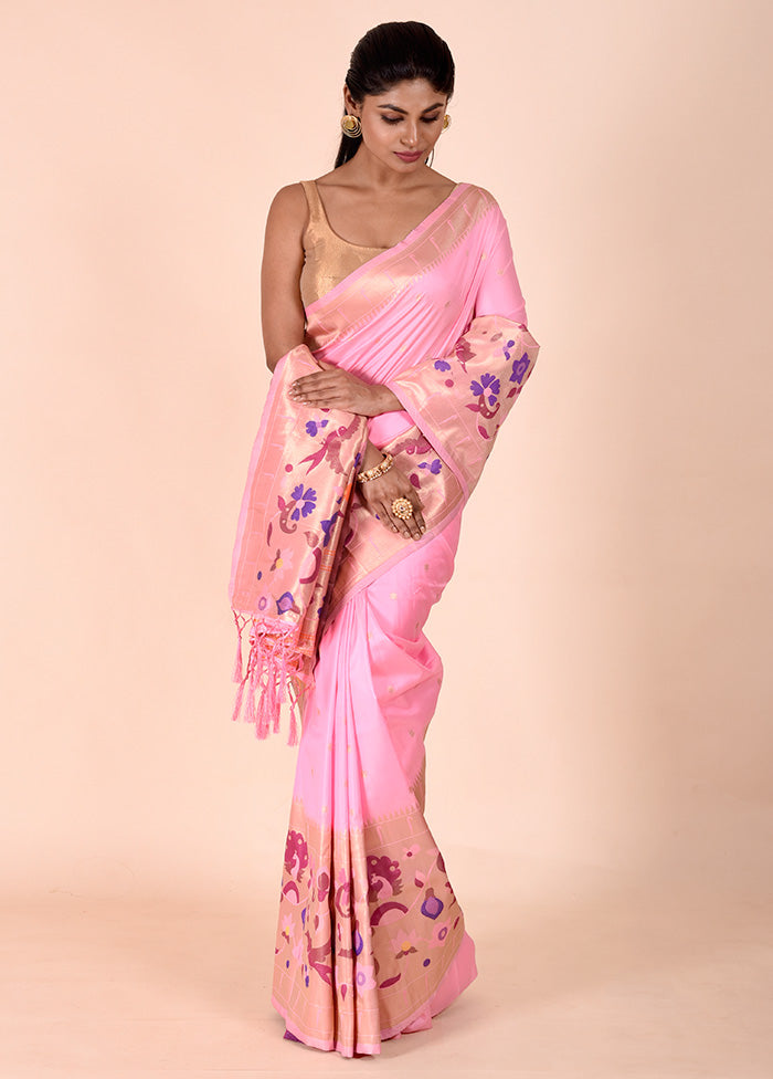 Pink Dupion Silk Saree With Blouse Piece Lowest Pice