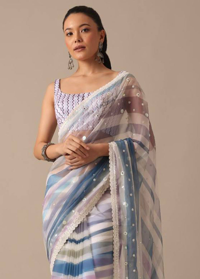 Multicolor Georgette Saree With Blouse Piece For Nice Cheap Price