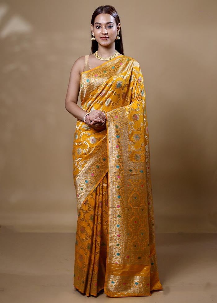 Yellow Georgette Saree With Blouse Piece Outlet Finishline