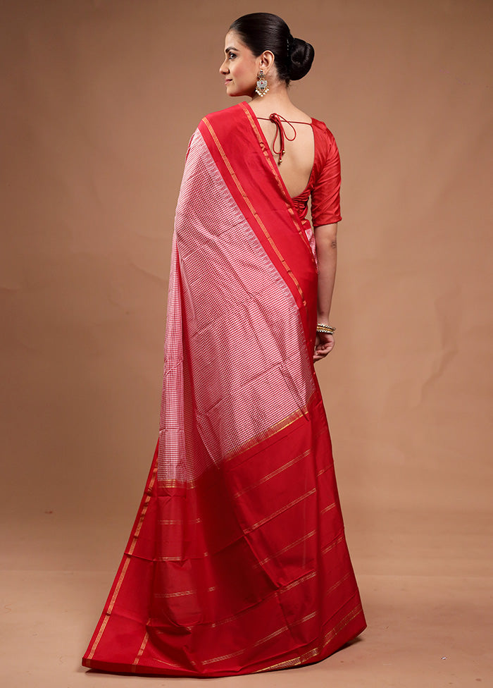 Pink Handloom Kanjivaram Pure Silk Saree With Blouse Piece Sale Hot Sale