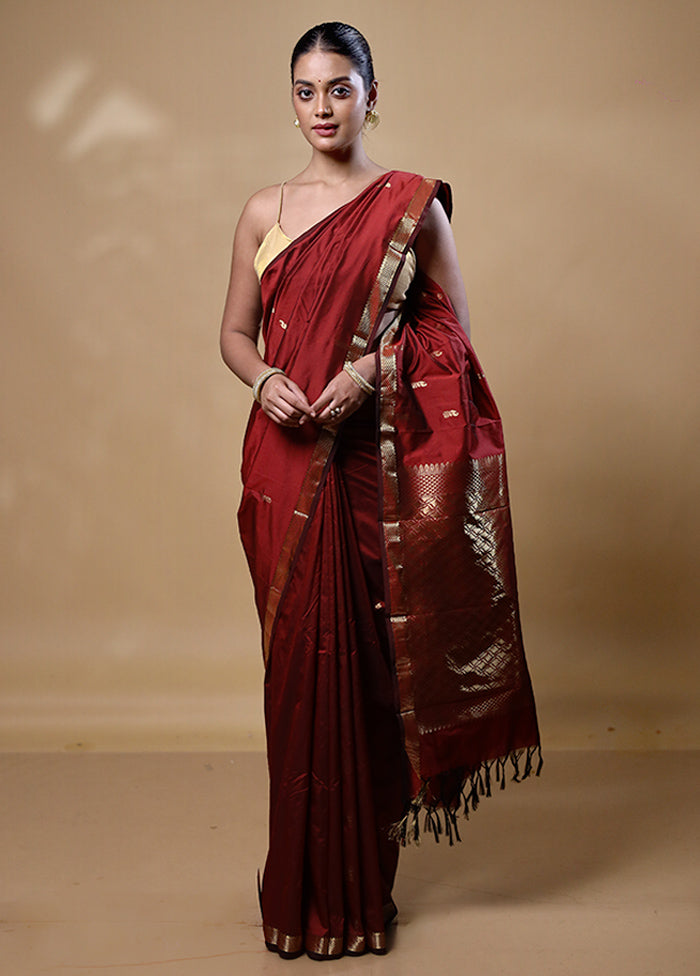 Maroon Kanjivaram Silk Saree With Blouse Piece Buy Cheap Cheapest