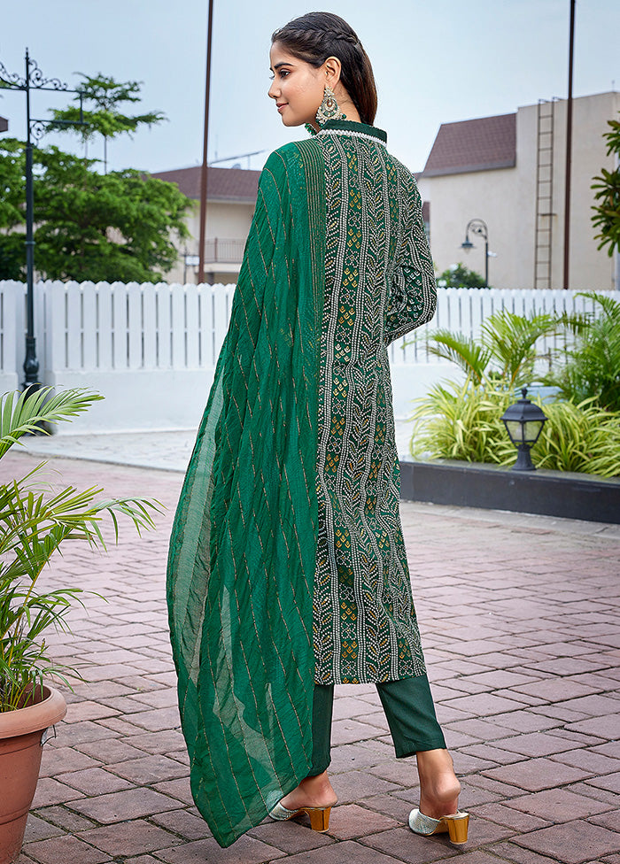 3 Pc Green Readymade Cotton Suit Set New For Sale