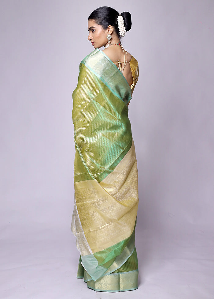 Green Tissue Silk Saree With Blouse Piece Largest Supplier Cheap Pice