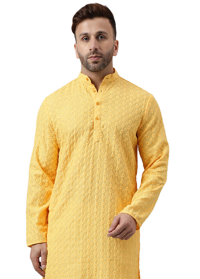 Lemon Silk Embroidered Kurta Cheap Sale Online