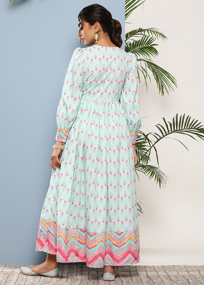 Sea Green Readymade Silk Indian Dress Discount Explore