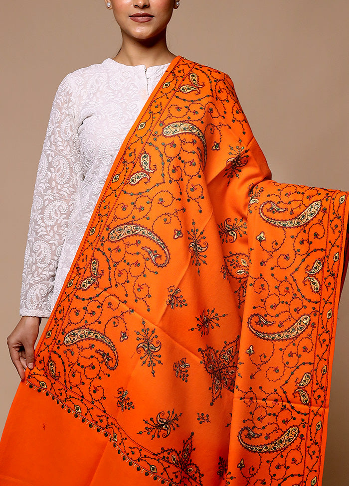 Orange Woven Work Shawl Sast Sale Online