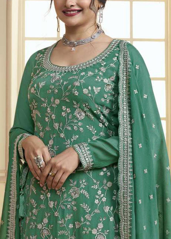 3 Pc Rama Semi Stitched Silk Suit Set Free Shipping Cost