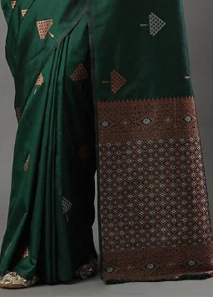 Green Banarasi Silk Saree With Blouse Piece Footlocker Finishline Online