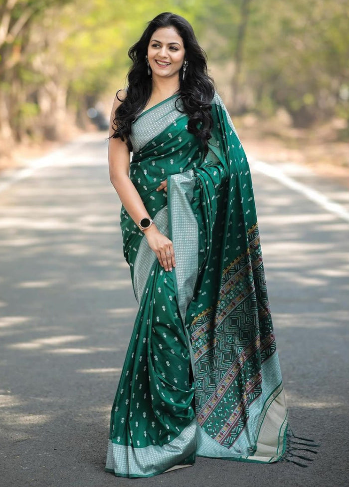 Green Banarasi Silk Saree With Blouse Piece Buy Cheap New