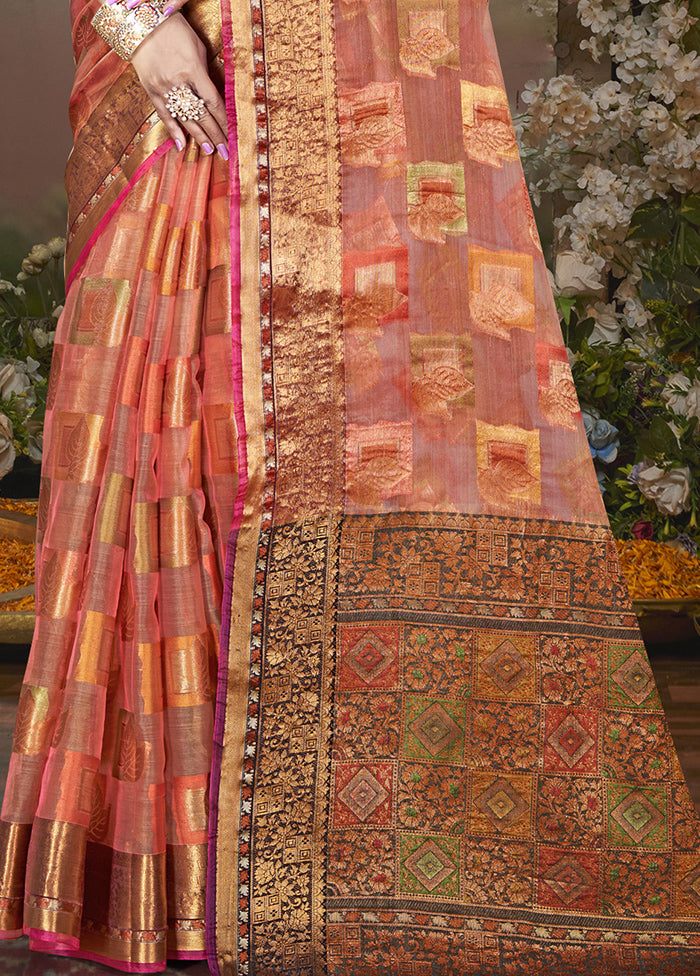 Pink Chanderi Silk Saree With Blouse Piece Clearance For Nice