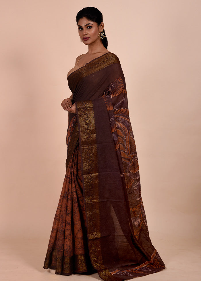 Maroon Chanderi Cotton Saree With Blouse Piece Buy Cheap Newest