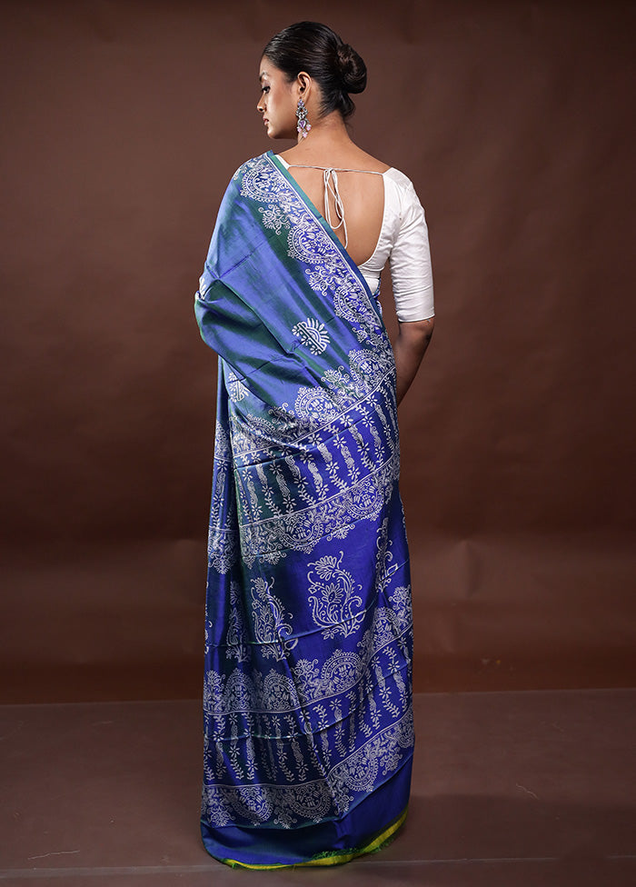 Blue Pure Bishnupuri Silk Saree Without Blouse Piece Marketable Online