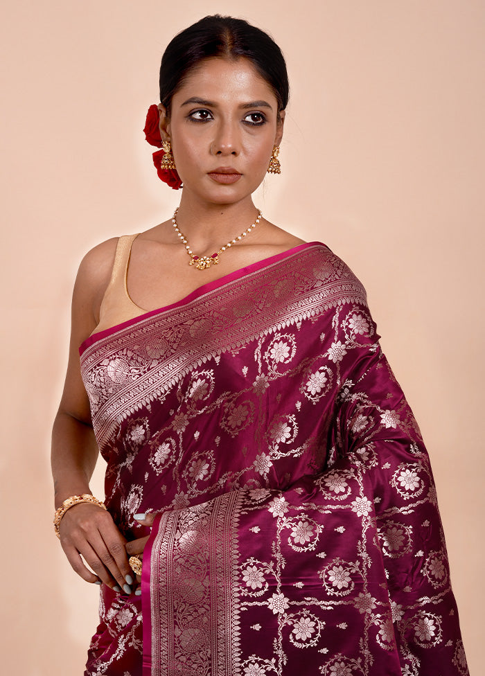 Rani Pink Katan Silk Saree With Blouse Piece Cheap Buy