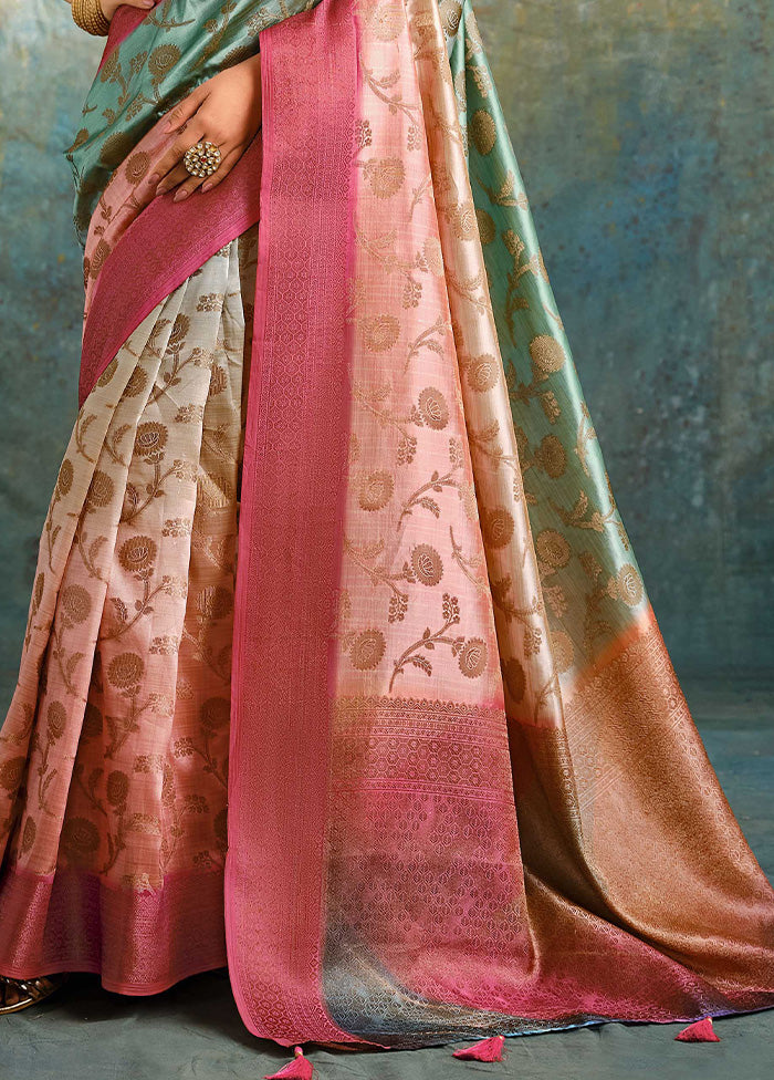 Multicolor Spun Silk Saree With Blouse Piece In China Sale Online