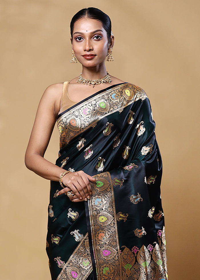 Black Banarasi Silk Saree With Blouse Piece Quality Free Shipping Outlet