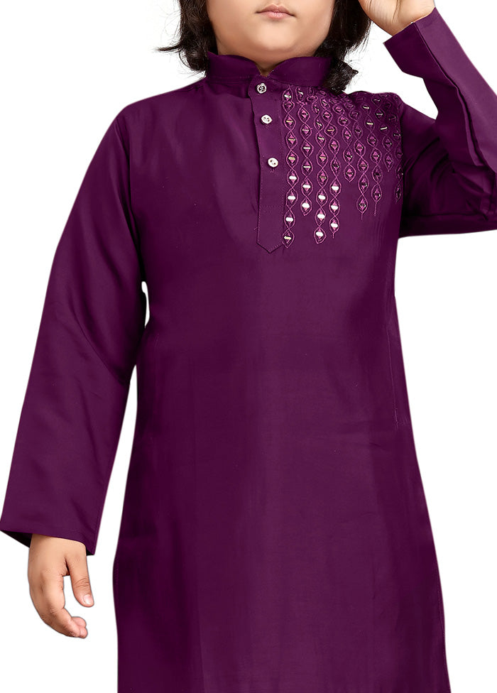 Purple Viscose Kurta Pajama Set Cheap Sale Sale