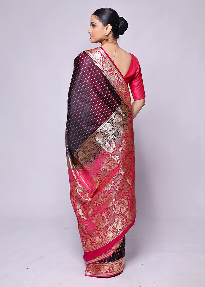 Wine Banarasi Silk Saree With Blouse Piece Sale Nicekicks