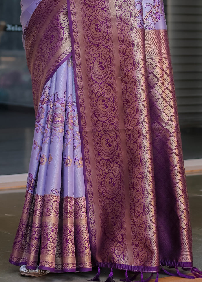 Light Purple Spun Silk Saree With Blouse Piece Clearance Great Deals