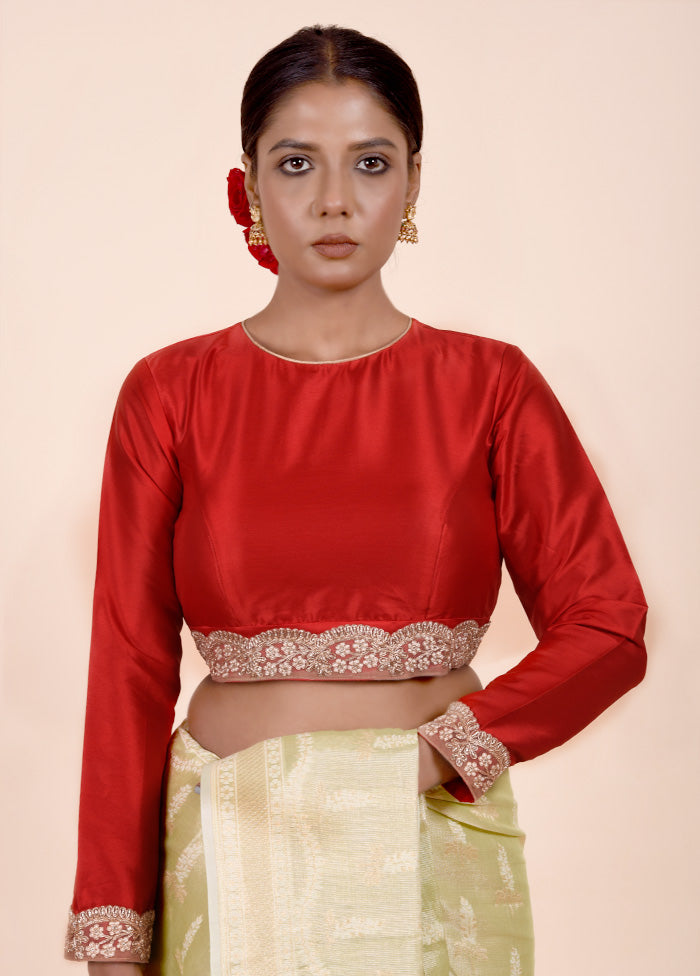 Red Silk Designer Blouse Cheap Sale View