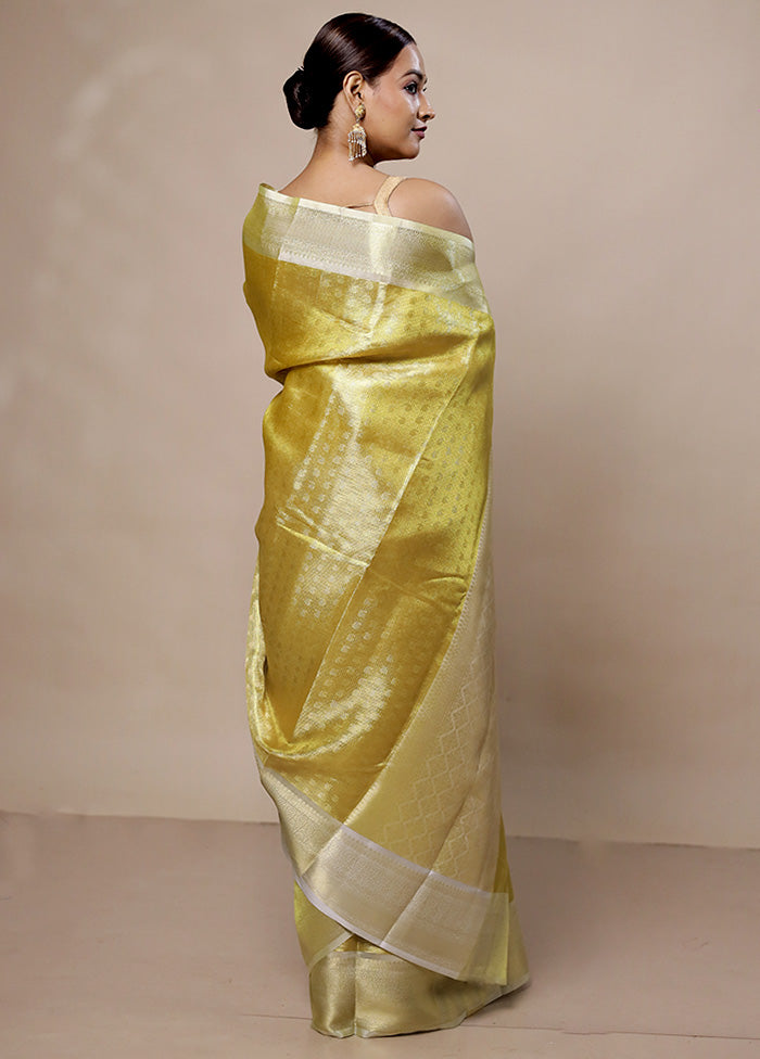 Yellow Tissue Silk Saree With Blouse Piece Cheap Get To Buy