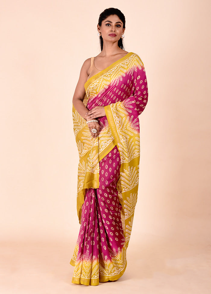 Purple Chanderi Cotton Saree With Blouse Piece Visit