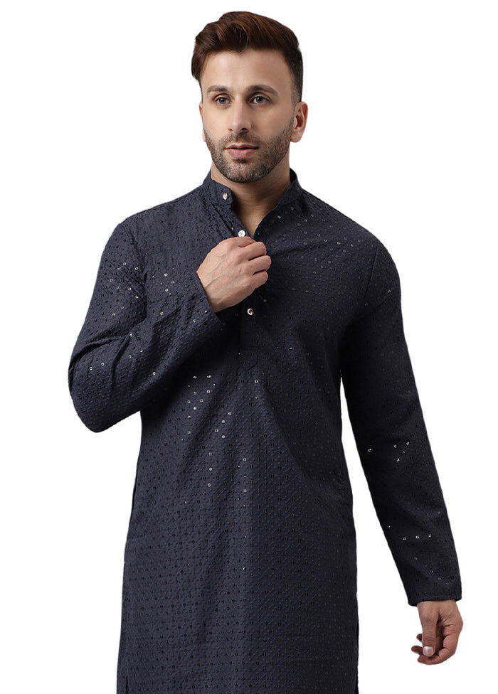 Black Silk Embroidered Kurta Buy Cheap For Nice