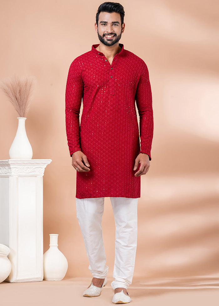 Red Silk Kurta And Pajama Set Fast Delivery Cheap Online