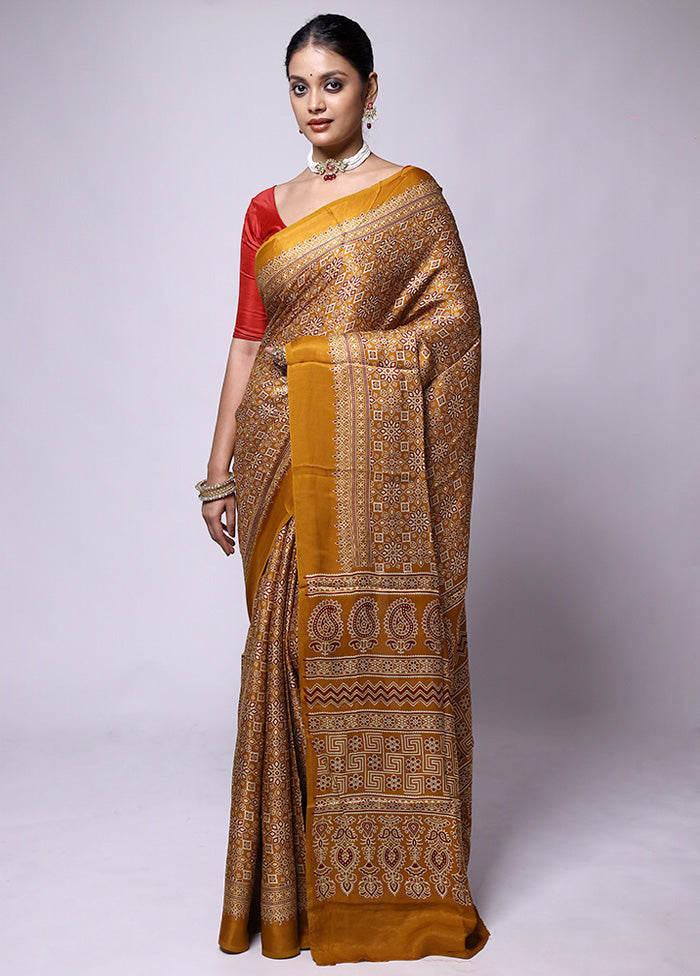 Yellow Pure Modal Silk Saree Without Blouse Piece Pre Order