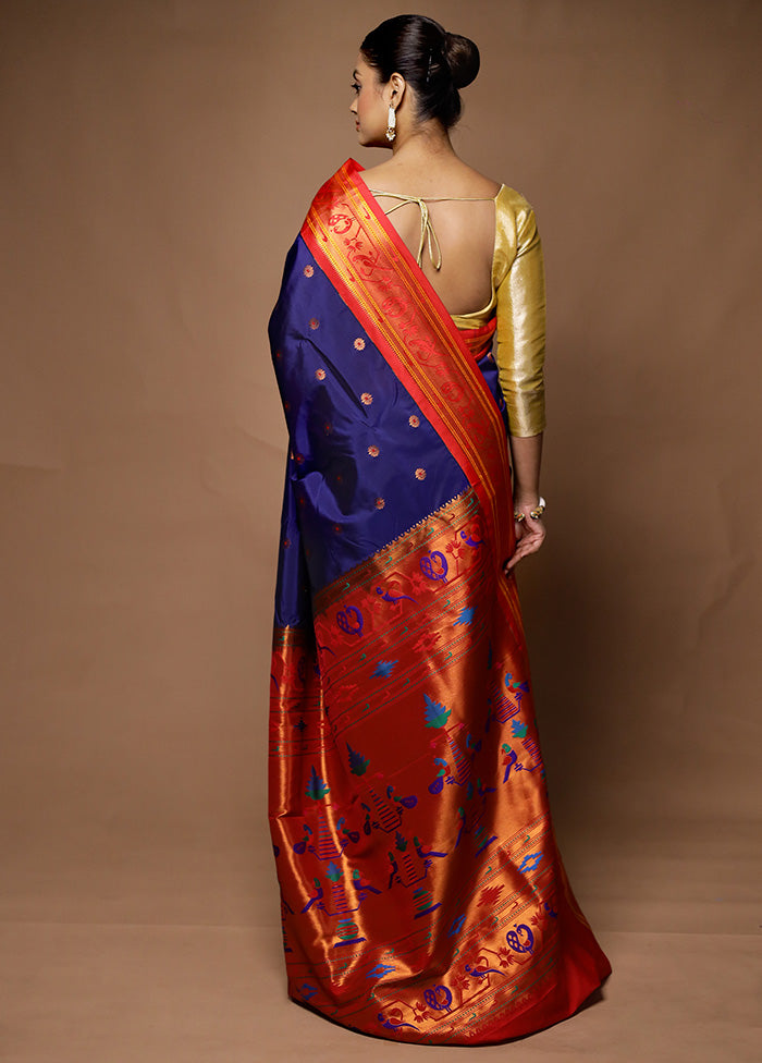 Blue Kanjivaram Silk Saree With Blouse Piece Sale Online Shop