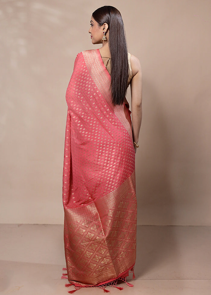 Pink Dupion Silk Saree With Blouse Piece Clearance Huge Surprise