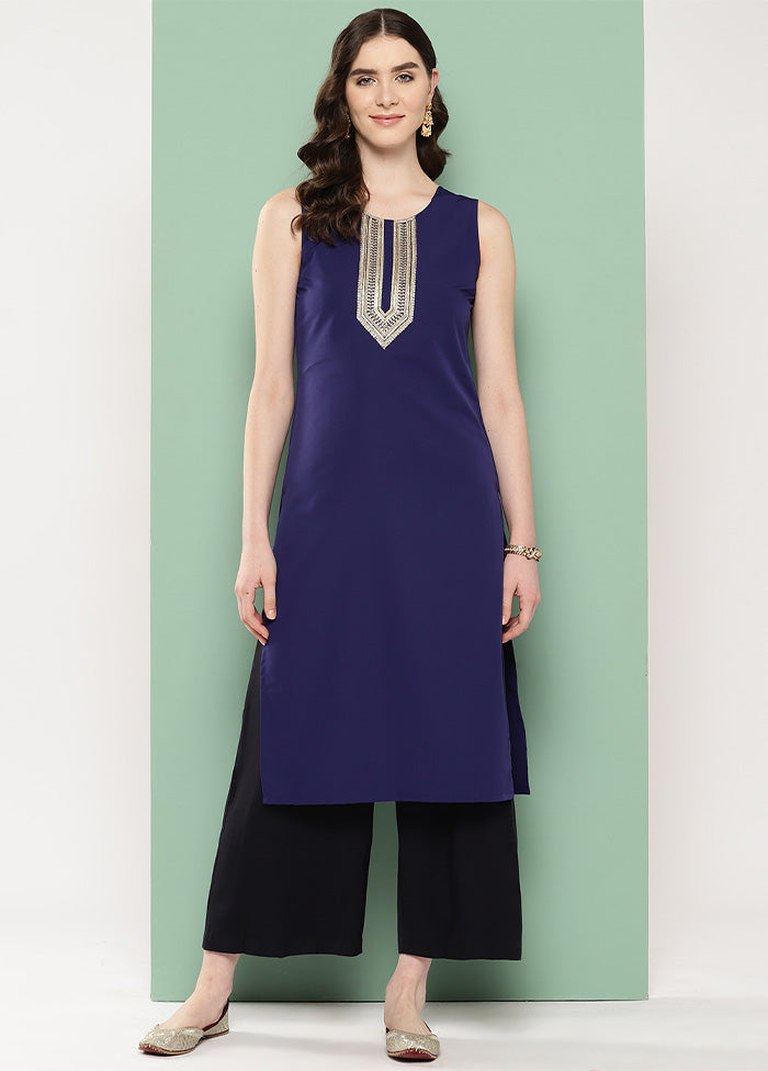 Navy Blue Readymade Silk Kurti Cheap Best Sale