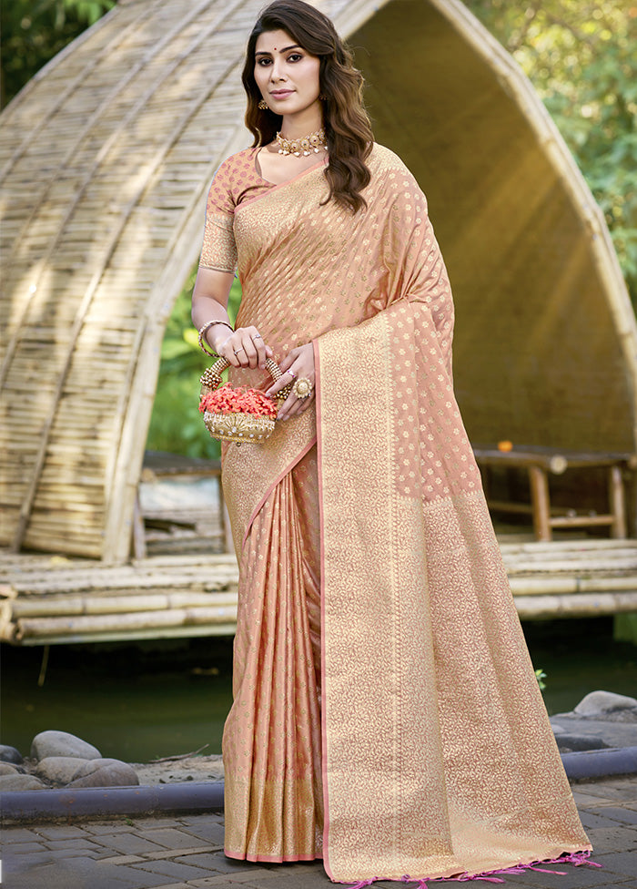 Cream Spun Silk Saree With Blouse Piece With Mastercard Cheap Online