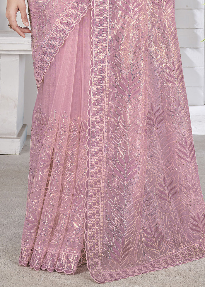 Purple Net Net Saree With Blouse Piece Footlocker Finishline Online